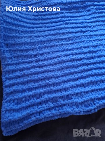 Ръчно плетено меко бебешко одеало от мерино вълна - 90 х 90 размер, снимка 4 - Спално бельо и завивки - 41806802
