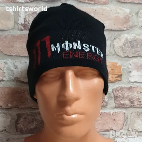 Нова зимна шапка MONSTER с червено лого, снимка 2 - Шапки - 47699809