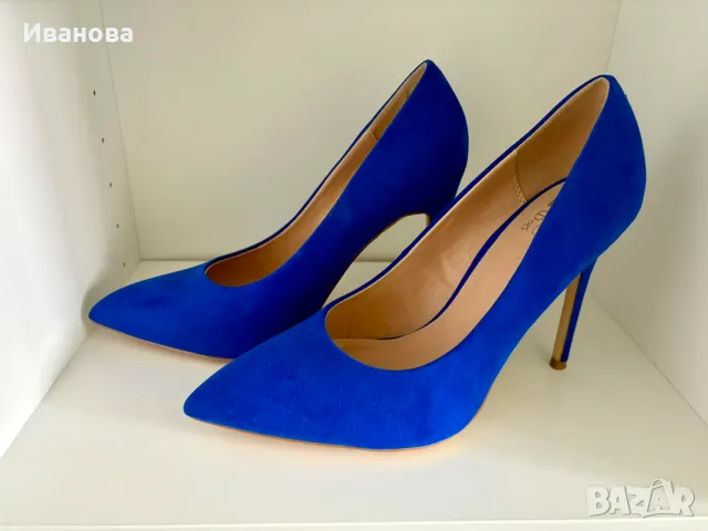 Сини токчета. Висок ток. Синьо, снимка 2 - Дамски обувки на ток - 49883899