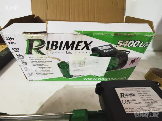 Ribimex Самозасмукваща многостъпална повърхностна помпа с 5 турбини - неръждаема стомана, снимка 3 - Напояване - 48570610