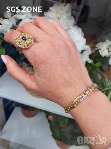 Сребърна Гривна със Златно Покритие от Италия, снимка 6 - Гривни - 46975596