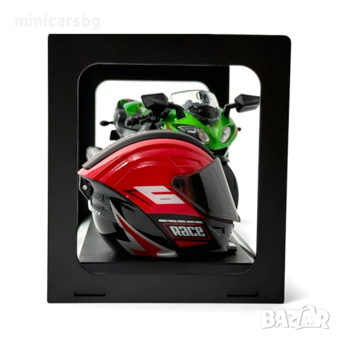 Метални модели спортен мотор 1:14 със стойка и моторист – с кутия, снимка 6 - Колекции - 52633379