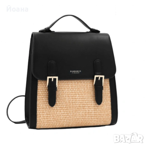 Кокетна дамска раничка, със сламени детайли, снимка 4 - Раници - 53202350