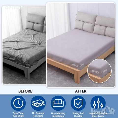 Capslpad 4 броя скоби за чаршаф със заключващи ленти, неплъзгащи се, здрави, ъглови, снимка 5 - Други стоки за дома - 51181030