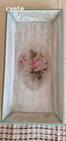 Дървен поднос в ретро стил, ръчно декориран, снимка 4 - Декорация за дома - 44456897