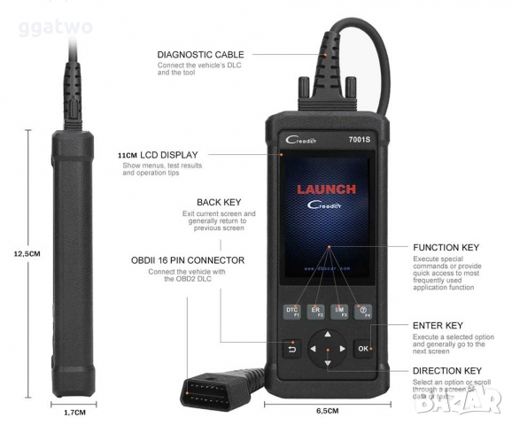 Автомобилна диагностика LAUNCH CR7001s, снимка 2 - Аксесоари и консумативи - 36079559