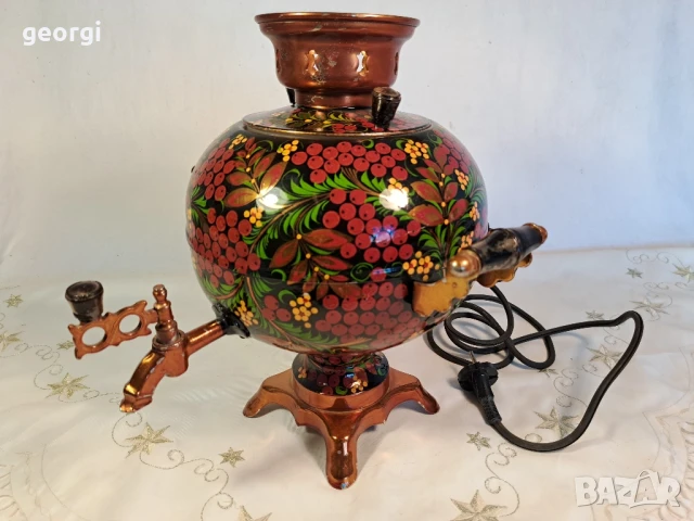 руски самовар ръчноизрисуван , снимка 2 - Антикварни и старинни предмети - 50580789