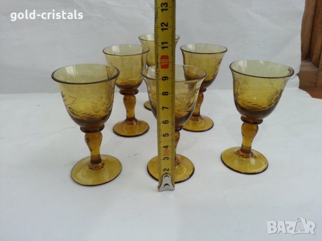 Ретро стъклени чашки цветно стъкло, снимка 3 - Антикварни и старинни предмети - 35985173