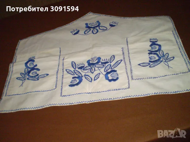  Ретро  Органайзер за Стена ръчна синя бродерия, снимка 2 - Колекции - 48437016