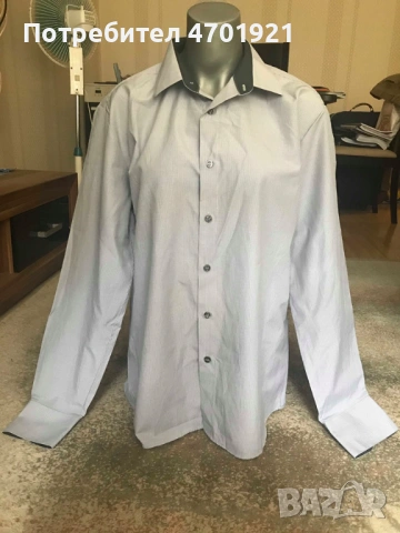 Сива мъжка риза с дълъг ръкав