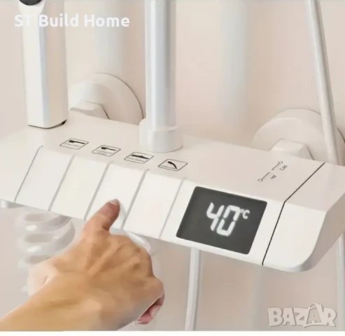 Луксозен душ комплект с LED дисплей – 4 функции, бял цвят | STBuildHome , снимка 5 - Душове - 50891738