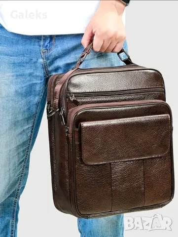 Много Голяма и Функционална Мъжка кожена чанта / Черна естествена кожа!, снимка 5 - Чанти - 50303102