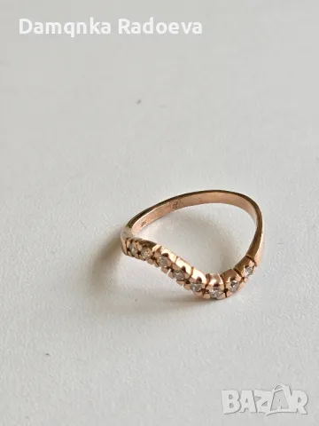 Златен пръстен с Диаманти , снимка 6 - Пръстени - 49847453