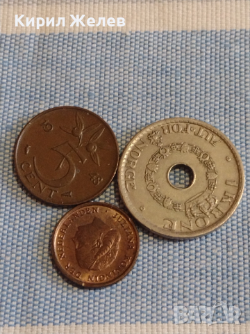 Три монети 1 крона 1949г. Норвегия / две монети Недерландия за КОЛЕКЦИЯ ДЕКОРАЦИЯ 36625