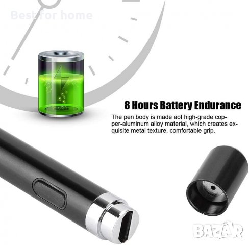 Stylus Активна капацитивна писалка за сензорен екран с 1,5 мм  и LED индикатор+5 накрайника, снимка 7 - Друга електроника - 40241152