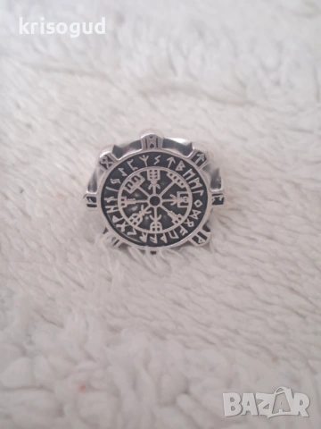 Мъжки сребърен пръстен S925 с Викингски компас Vegvísir & руни 18мм., снимка 11 - Пръстени - 53121429