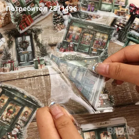 Комплект от 50 броя коледни водоустойчиви стикери, снимка 4 - Други - 48628957