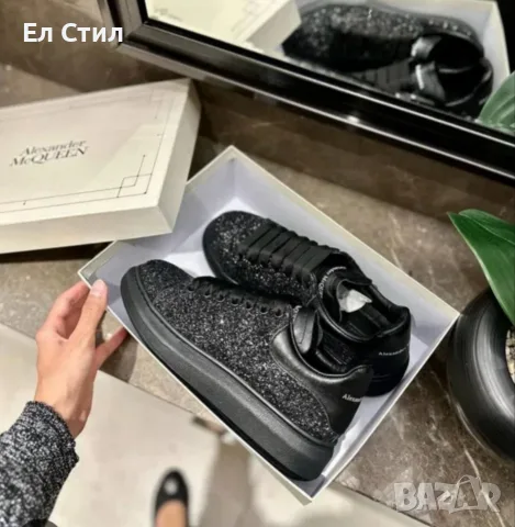 💎Дамски Сникърси Alexander McQueen - Цвят Черно с Камъчета 36 37 38 Цена:66€ Еконт, снимка 7 - Маратонки - 52240813