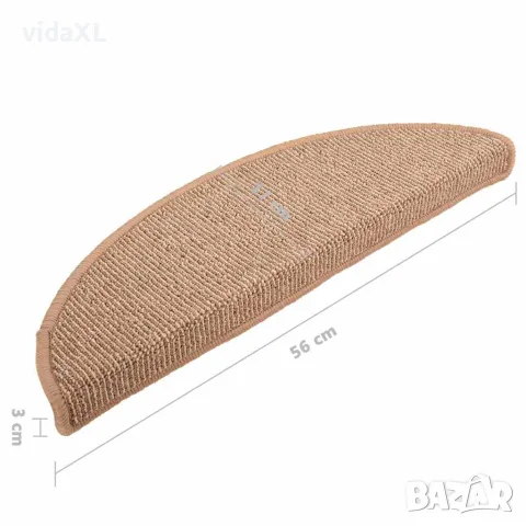 vidaXL Изтривалки за стълби, 15 бр., 56x17x3 см, светлокафяви, полукръгли, снимка 8 - Изтривалки - 56146112
