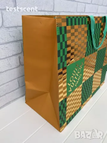 Бутикова подаръчна торба Louis Vuitton Green Gold XL 49cmx41cm 2022 Holidays Shopping Bag празнична, снимка 5 - Чанти - 48230765