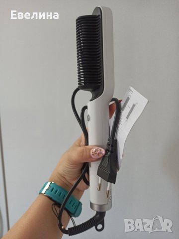 Нова! Четка гребен 2 в 1 за изправяне и къдрене на коса, бяла, снимка 3 - Преси за коса - 41526324