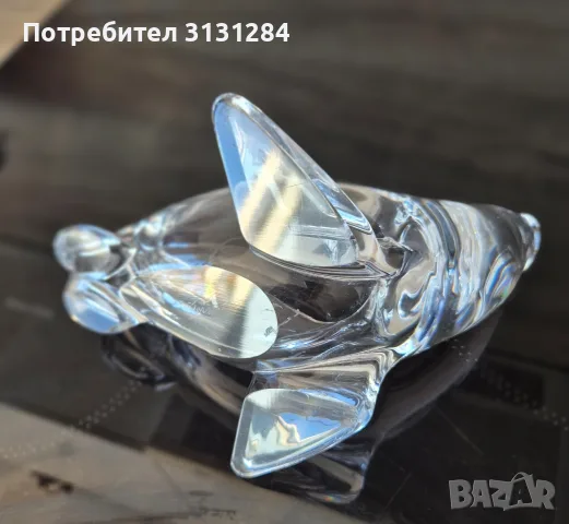 Колекционерска кристална фигура Тюлен "Cristal de Sèvres" – Франция, подпис , снимка 7 - Колекции - 55886536