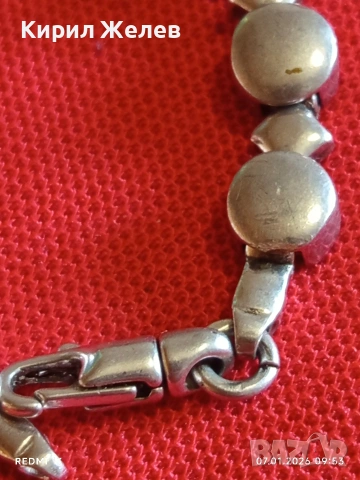Уникална сребърна гривна майсторска ръчна изработка закопчалка тип Омар 30692, снимка 3 - Гривни - 53015951