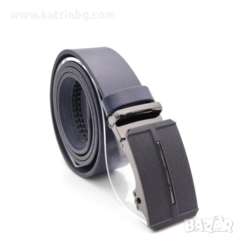 Мъжки комплект Will Polo – тъмносин колан с автоматична катарама и портфейл от естествена кожа, снимка 2 - Подаръци за мъже - 52415108