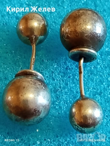 Стари сребърни пиърсинг обеци фешън АРТ БИЖУ 47207, снимка 5 - Обеци - 52847224