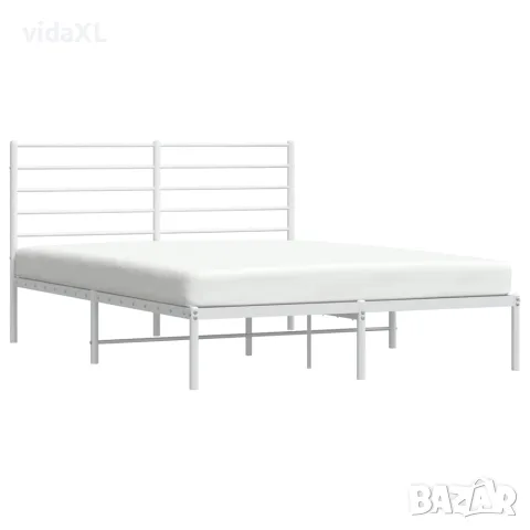 vidaXL Метална рамка за легло с горна табла, бяла, 120x200 см, снимка 5 - Спални и легла - 56147196