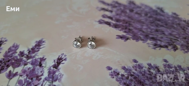 Сребърни обеци с цирконий 