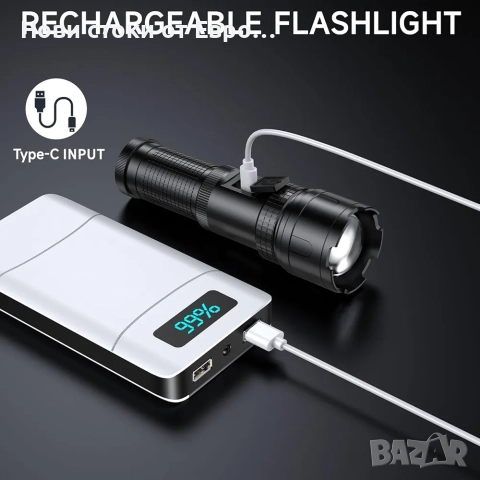 Фенерче с висока мощност, презареждащо се, тактическо, 200 000 лумена , снимка 6 - Други - 52450786