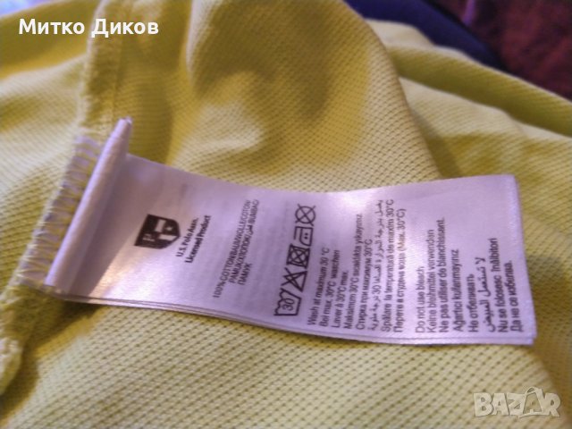 U S Polo Assn маркова тениска бродирано лого жълта памук размер реален Л, снимка 7 - Тениски - 44391345