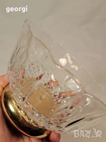 кристална купа с метален пиедестал 6/1, снимка 5 - Антикварни и старинни предмети - 49279042