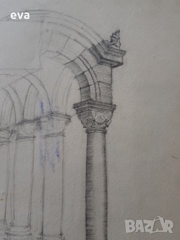 Майсторска рисунка Тома Петров(1908-1972) Синодалната палата 1946година, снимка 3 - Картини - 36004273