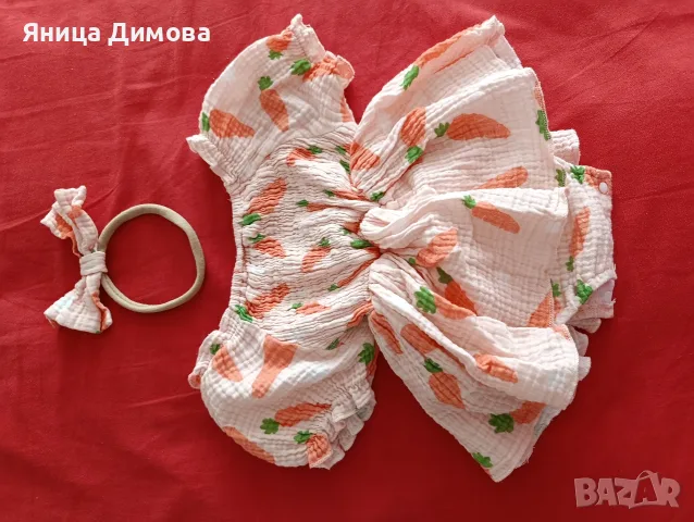 Рокля и панделка с моркови 68 , снимка 2 - Бебешки рокли - 56085511