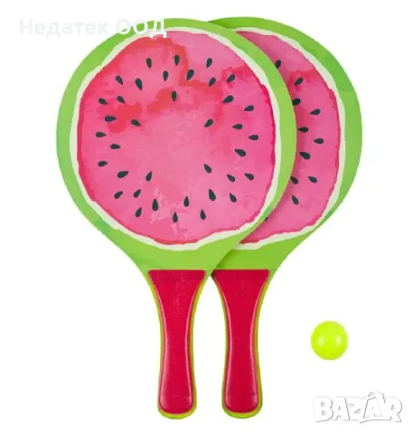 Дървени ракети за плажен тенис, Диня, 38х24 см