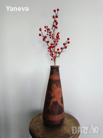 Ваза вдъхновена от античното изкуство в древногръцки стил с военни сцени. , снимка 6 - Вази - 53250512