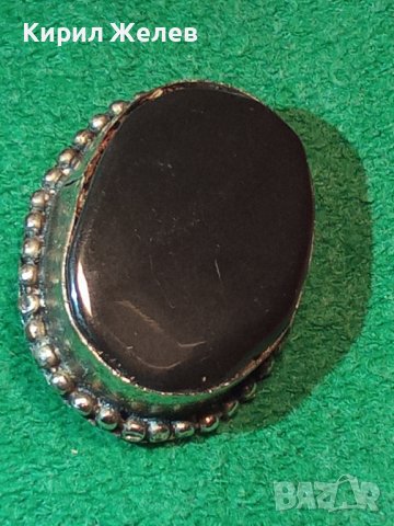 СТАРА ТИБЕТСКО СРЕБРО БРОШКА с ГОЛЯМ ЧЕРЕН ОНИКС 14192, снимка 9 - Антикварни и старинни предмети - 29564208