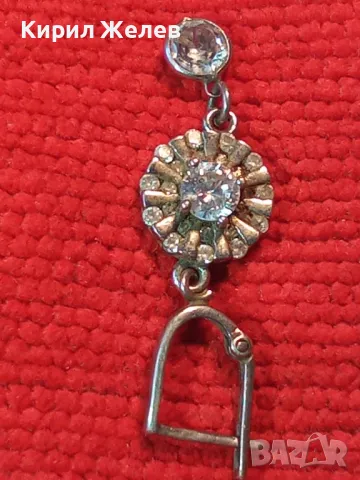СКЪПОЦЕННА АНГЛИЙСКА СРЕБЪРНА ОБЕЦА СРЕБРО 925 с БЯЛА ПОЗЛАТА и ИСКРЯЩИ КРИСТАЛИ и ЦИРКОНИ 15025, снимка 12 - Обеци - 49510739