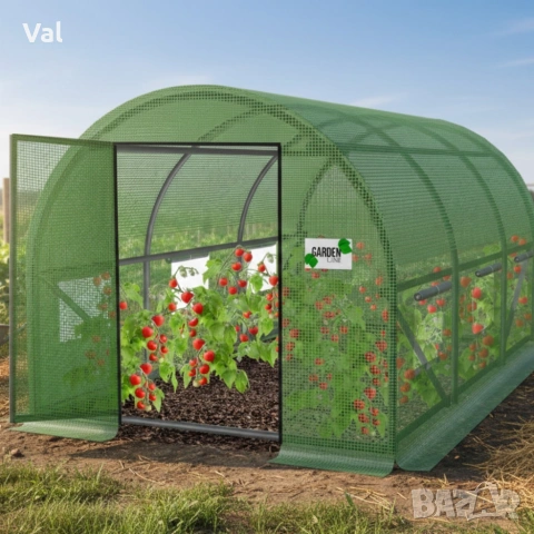 Градинска оражнерия с врата на панти - здрава и стабилна конструкция 3 х 2 х 2м, снимка 4 - Оранжерии - 53627651