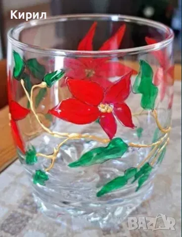Рисувани ръчно стъклени чаши,чинии,свещници, снимка 7 - Декорация за дома - 48093730