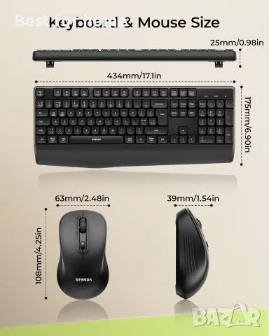 Комплект безжична Bluetooth клавиатура и мишка seenda COE200, QWERTY UK, снимка 5 - Клавиатури и мишки - 55930129