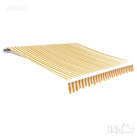 vidaXL Резервен плат за тента, жълт и бял, 400x300 см, полиестер（SKU: 141017）
