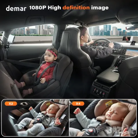 APPS2Car Бебефон 2 в 1, 5'' дисплей 1080p Full HD камера нощно виждане, снимка 5 - Бебефони - 49664403
