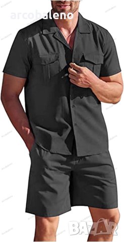 Мъжки летен комплект от ленена риза и къси панталони, 5цвята - 023, снимка 6 - Други - 40825849