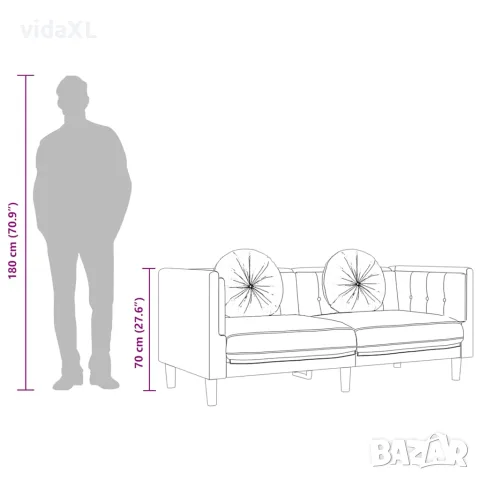 vidaXL Диван с възглавници, 3-местен, розов, кадифе, снимка 10 - Дивани и мека мебел - 56147370