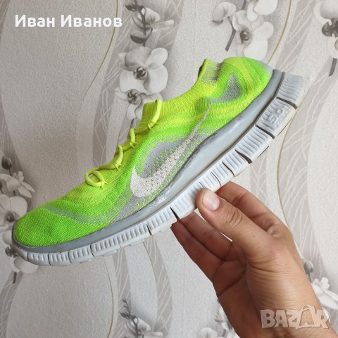 маратонки  Nike Free Flyknit+ Volt Electric  номер 44,5-45,5 , снимка 10 - Маратонки - 37012576