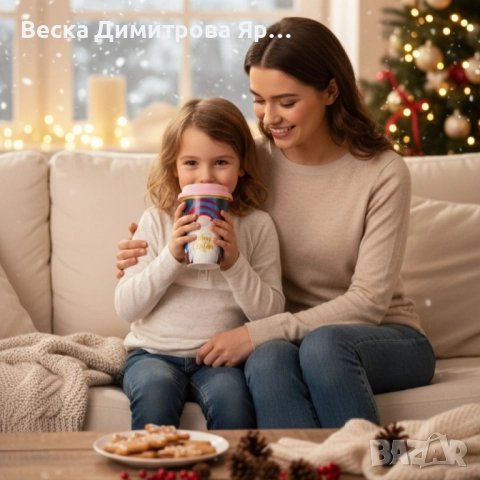 Порцеланова Коледна чаша със силиконов капак, снимка 6 - Чаши - 52562126