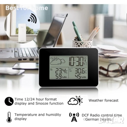 FJ3364 Дигитален LED часовник с аларма, с радио ,термометър, хидрометър